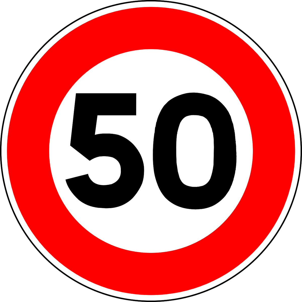 Panneau routier de limitation de vitesse à 50km/h
